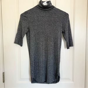 Massimo Dutti Metallic 3/4 Sleeve Turtleneck Top